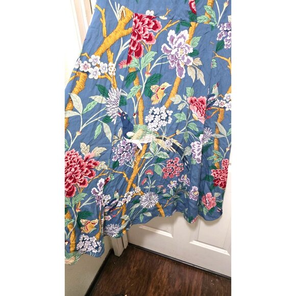 GP& J.Baker x H.M Floral & Bird Patterned Short-Sleeve Max Dress V-Neckline Ligh - Picture 5 of 8